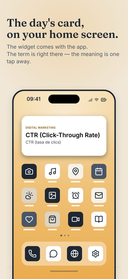 Screenshot 8: the widget with the day’s card on the home screen
